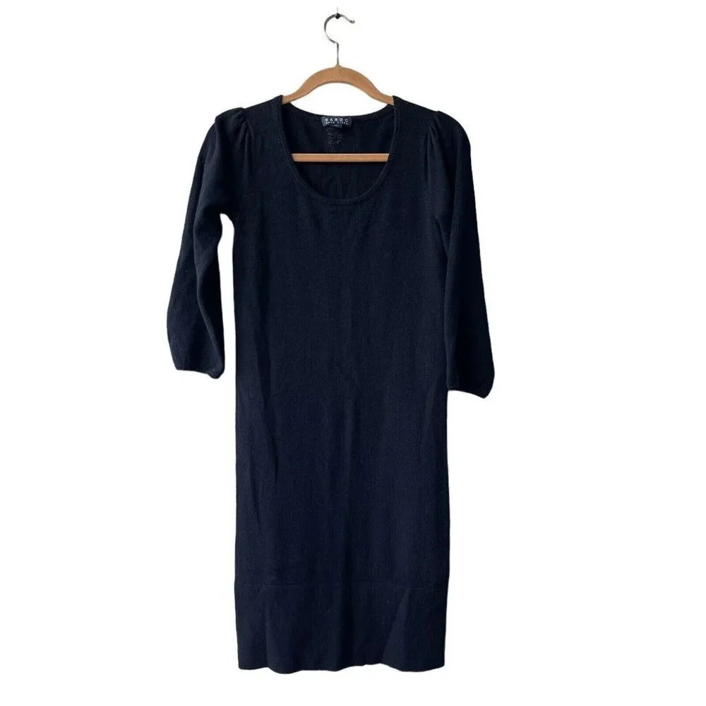 KAROO Mark Eisen Women’s 100% Cashmere Dress Scoop-neck 3/4 Sleeve Size 1
